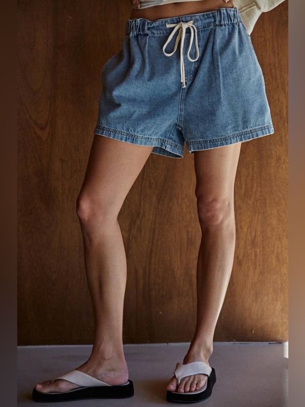 NWT Denim Drawstring Elastic Waist Women’s Shorts S,M, or L